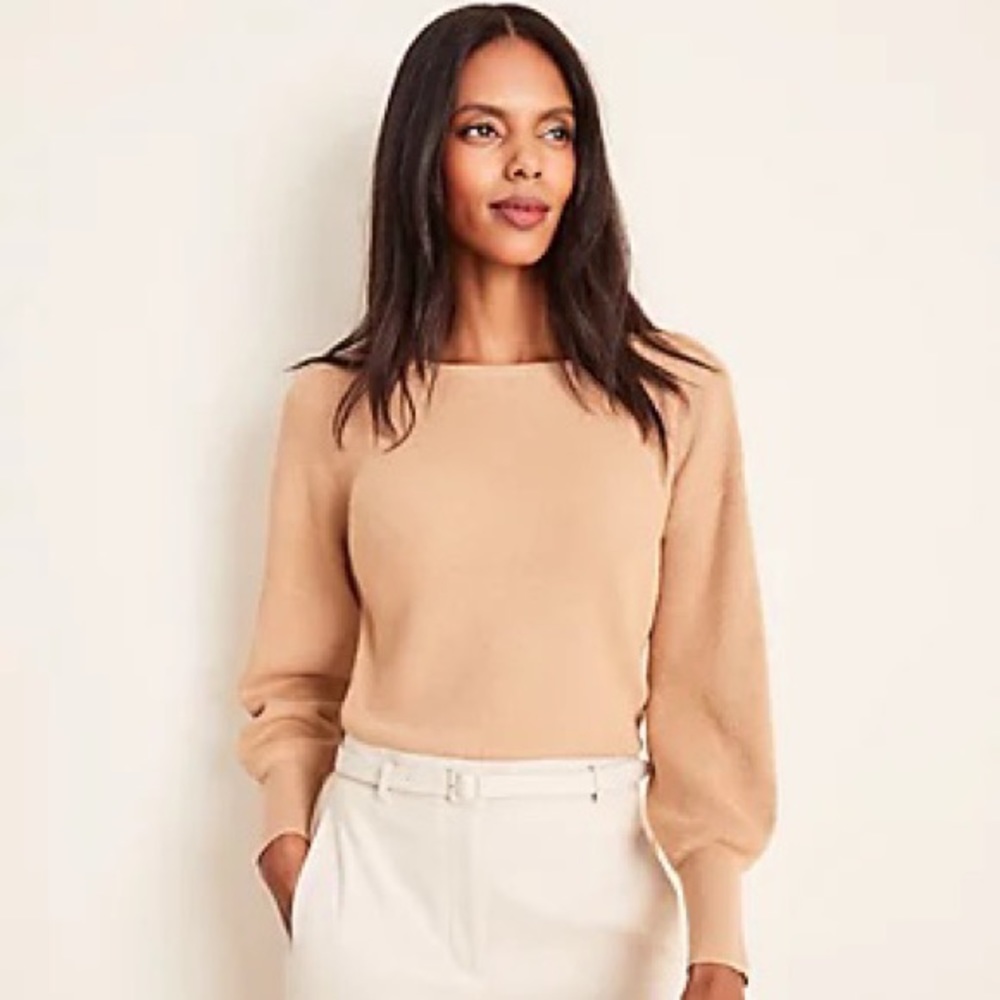 Ann Taylor Ribbed Balloon Sleeve Sweater